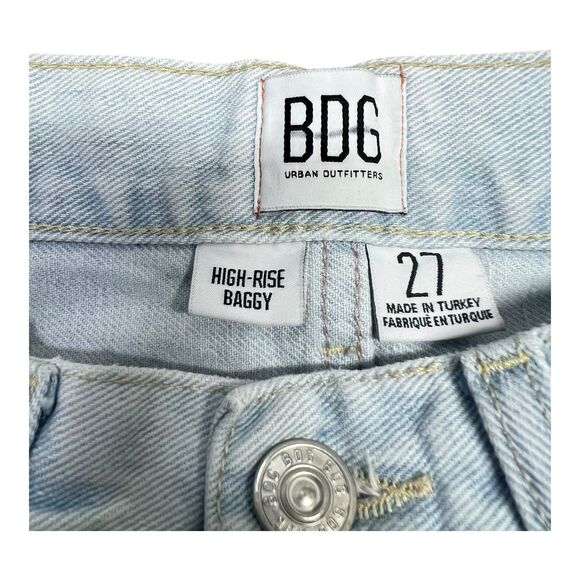 BDG Urban Outfitters High Rise Baggy Ripped Jeans Sz 27 x 32L Light Wash Grunge - Picture 7 of 9